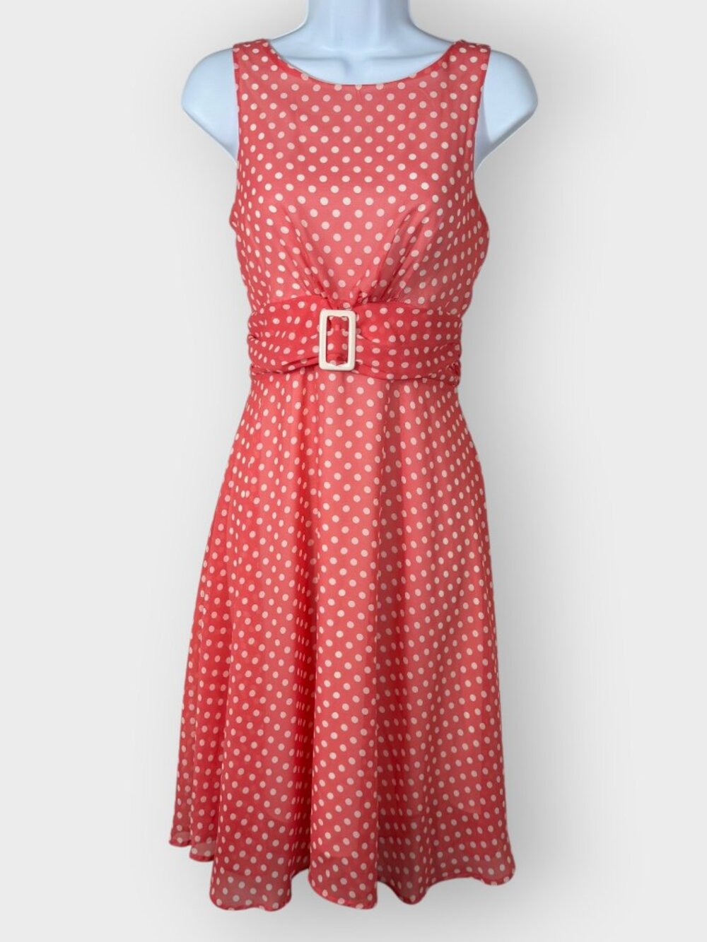 Voir Voir Pink Polka Dot Fit & Flare Dress Size 10 Retro 50s Rockabilly